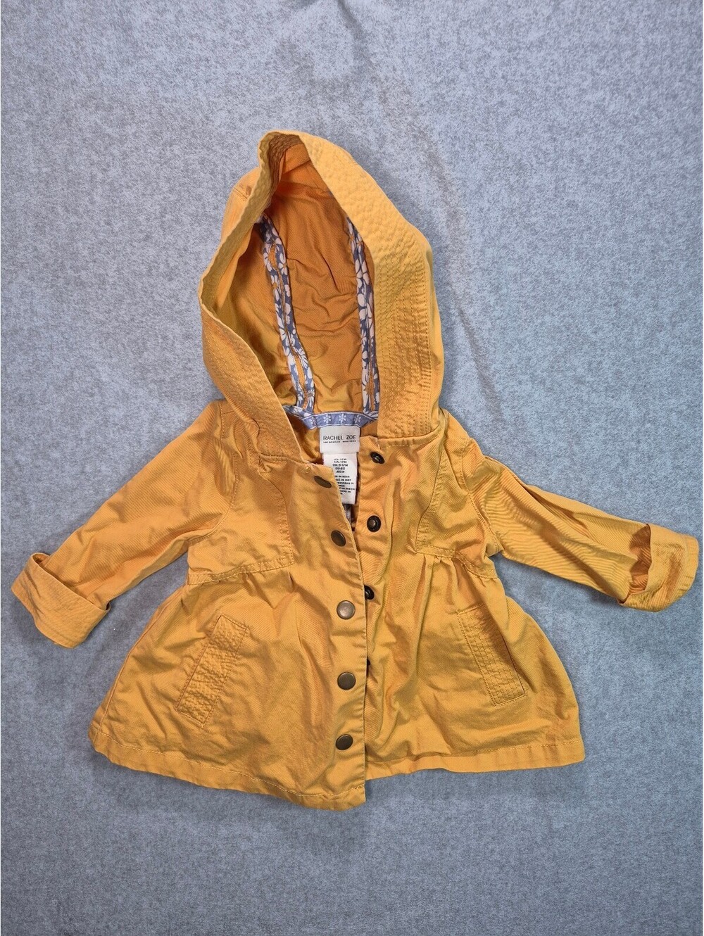 Rachel Zoe Baby Girls 12M Mustard Hooded Utility Jacket Snap Front Peplum